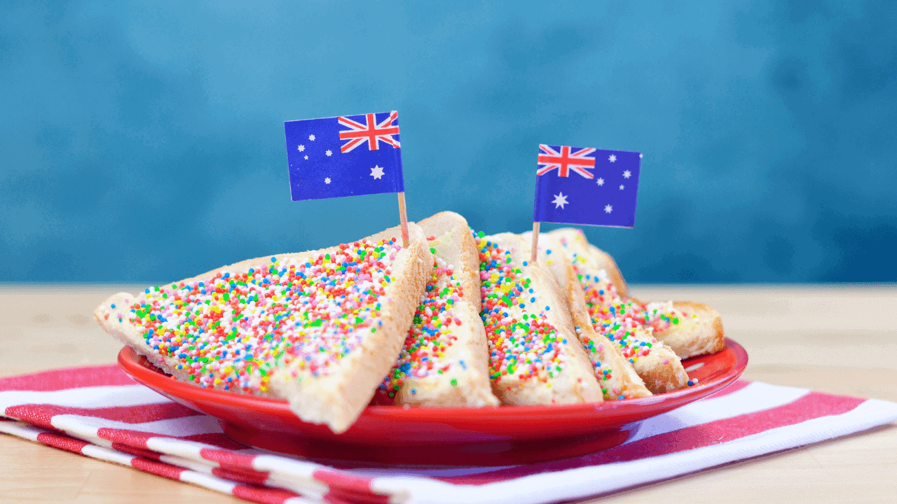 A plate of Australia fairy bread at a party