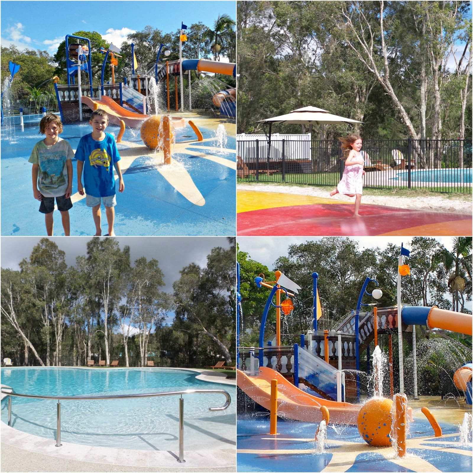 A collage of images of kids at Discover Park Byron Bay