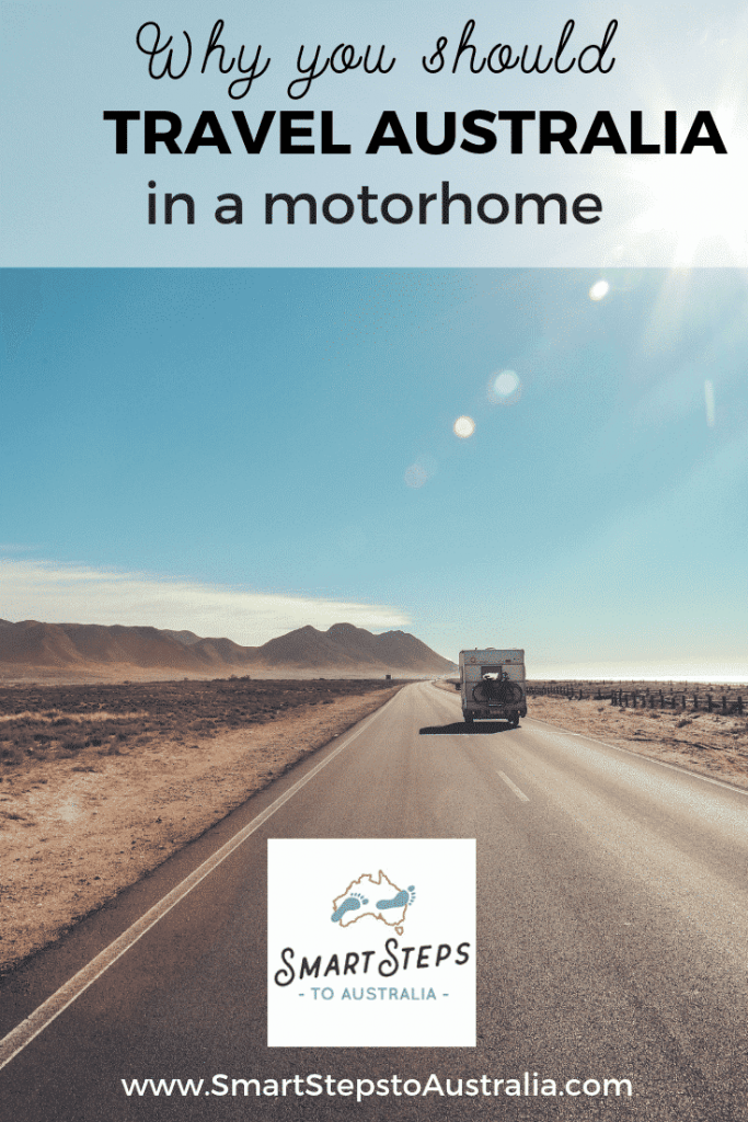 Pinterest image of a motorhome travelling around Australia