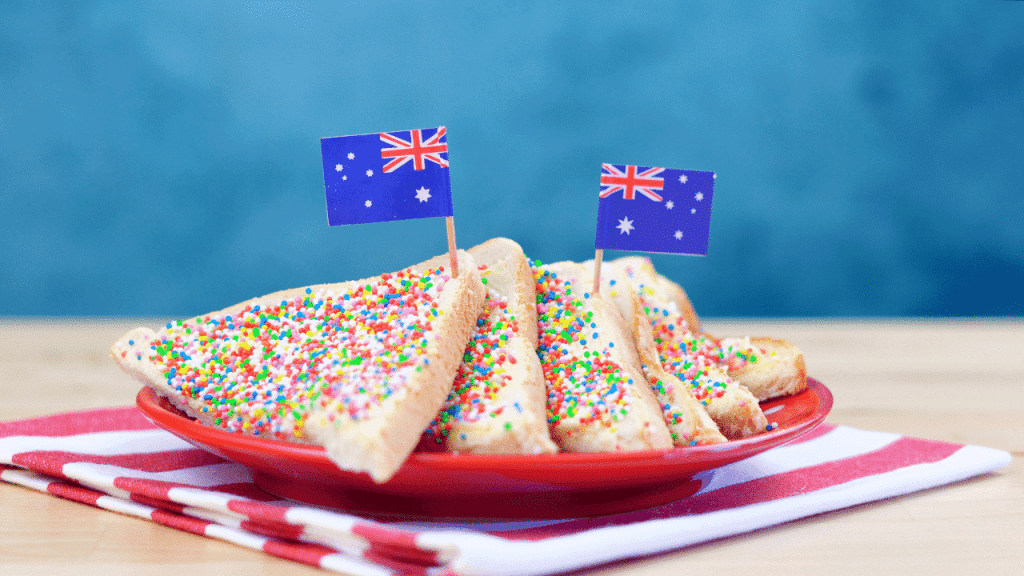 Fairy bread with an Australian flag in it