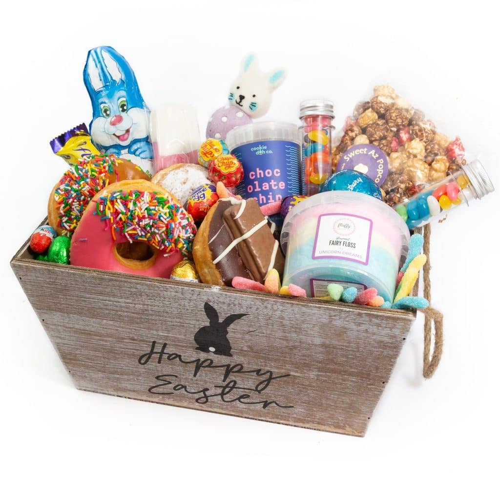 An Easter Hamper filled with chocolate treats from Dessert Boxes