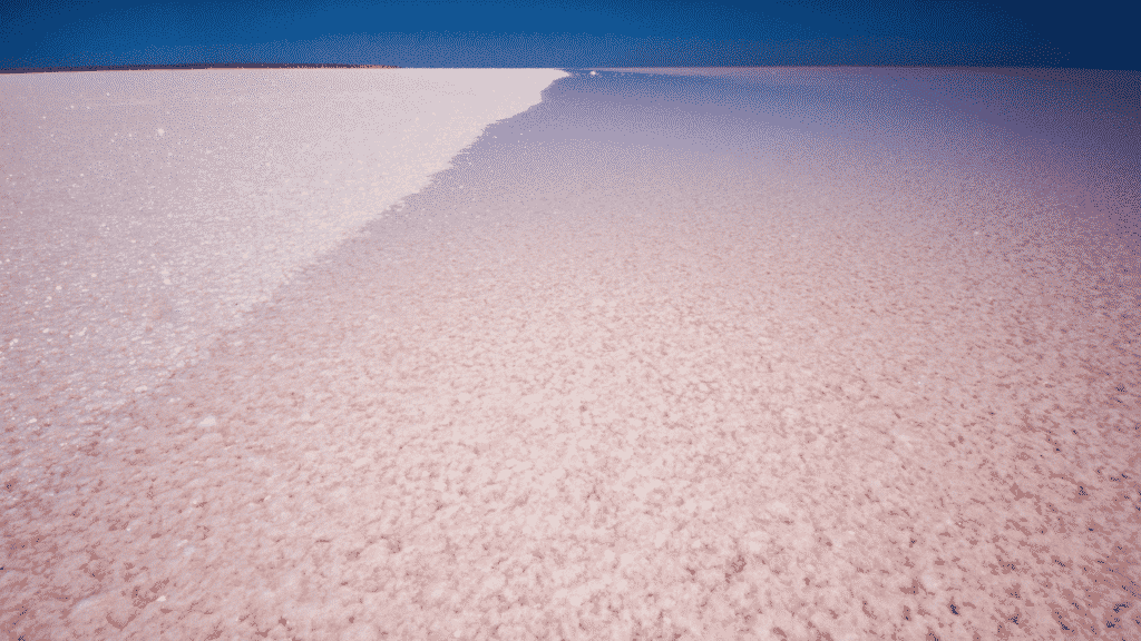 A pink lake Australia: Photo of Lake Eyre in South Australiaand the salt crystals