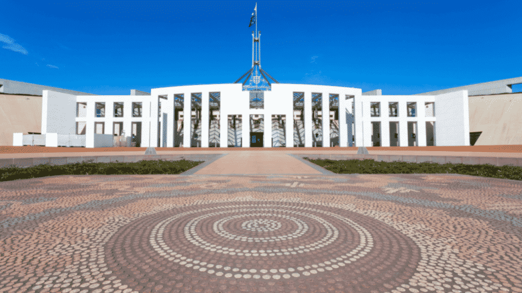 A picture of Parliament House in Canberra, a famous landmark in Australia