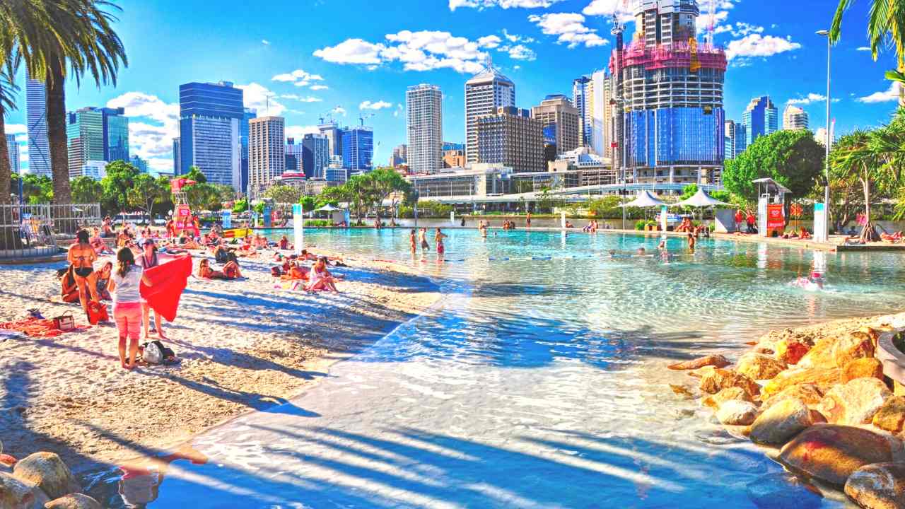 Brisbane, Australia view across the man made beach