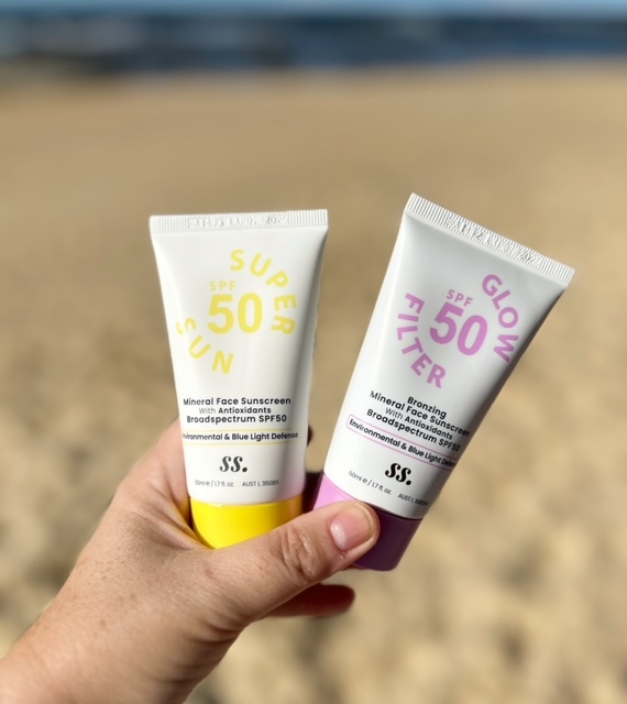 Sunny Skin zinc sunscreen at a beach in Australia 
