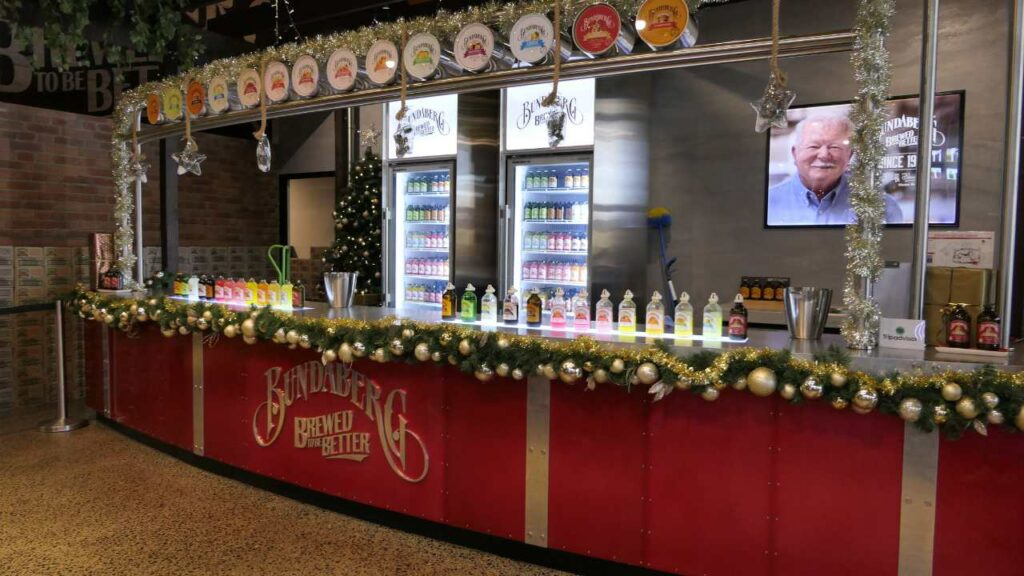 Bundaberg drinks soft drinks tour - image of the bar with all of the flavours lined up