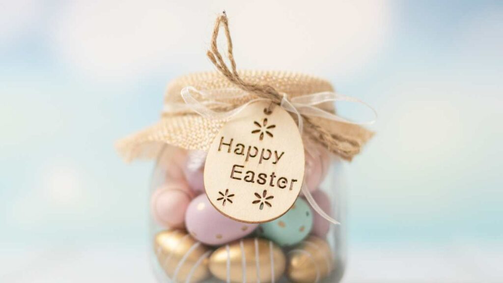 A jar of eggs as an Easter gift